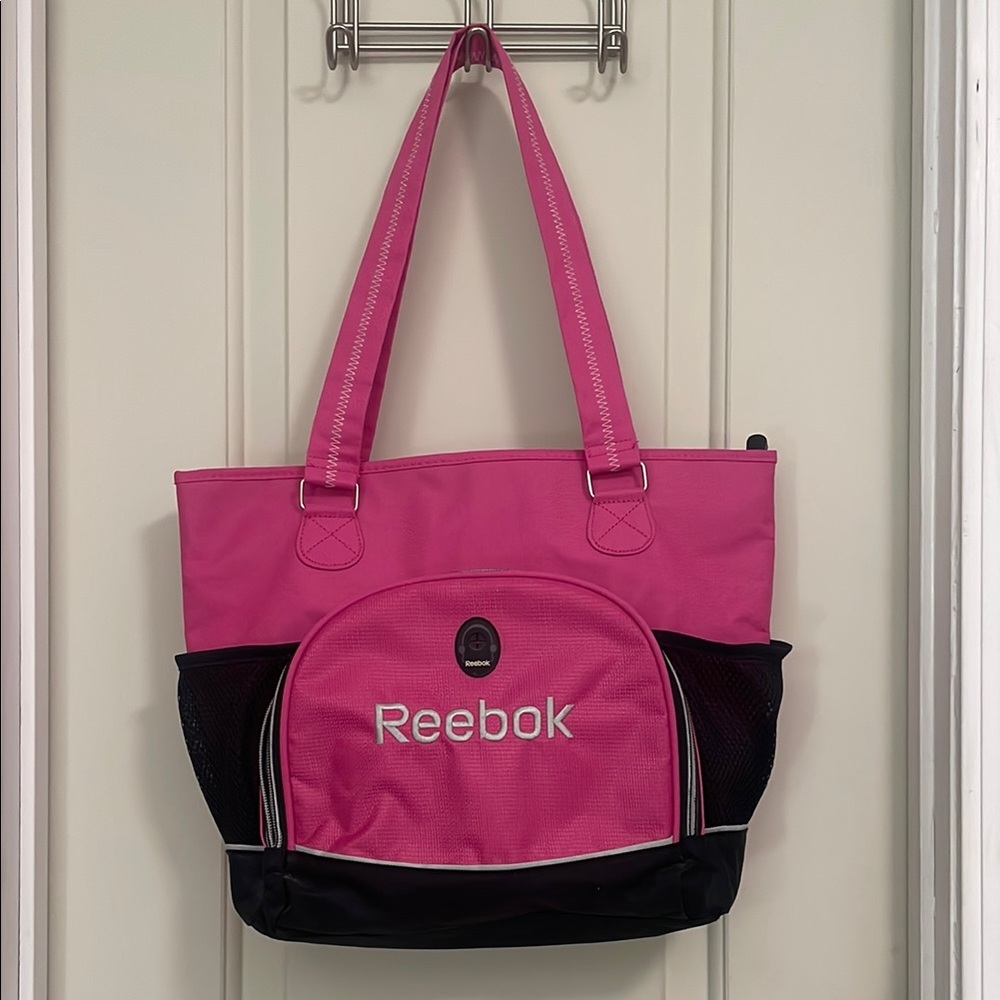Reebok Pink and Black Sporty Tote Bag